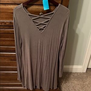 Crisscross V-Neck Long Sleeve Top